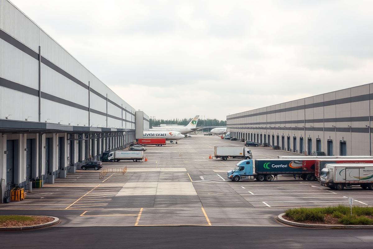 Logistics warehouse park with loading docks